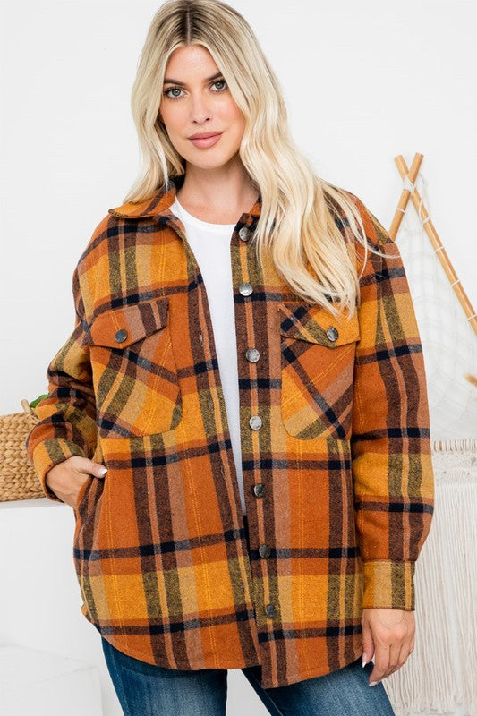 Harvest Quilted Flannel Shacket - Plus Size