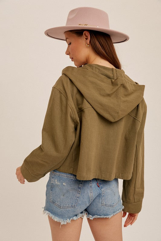 Olive Hoodie Crop Jacket