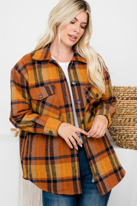 Harvest Quilted Flannel Shacket - Plus Size